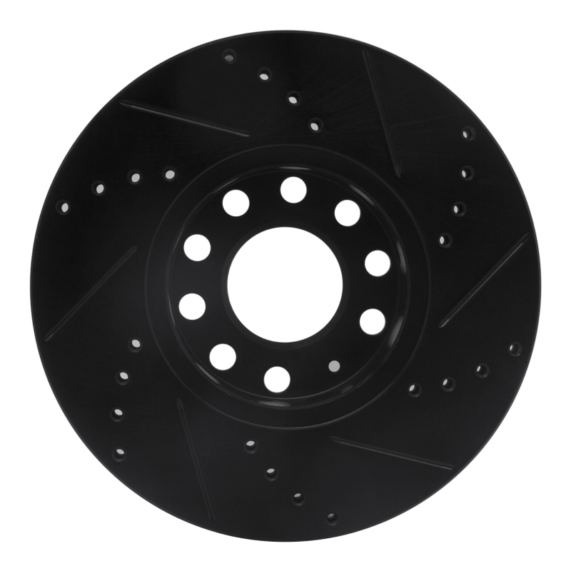 Audi A4 Brake Rotor (1) - Front Left - R1 Concepts - Drilled & Slotted - Black - `92-`08